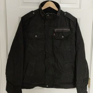 Levis Black Khaki Jacket Full Zip Metal Buttons